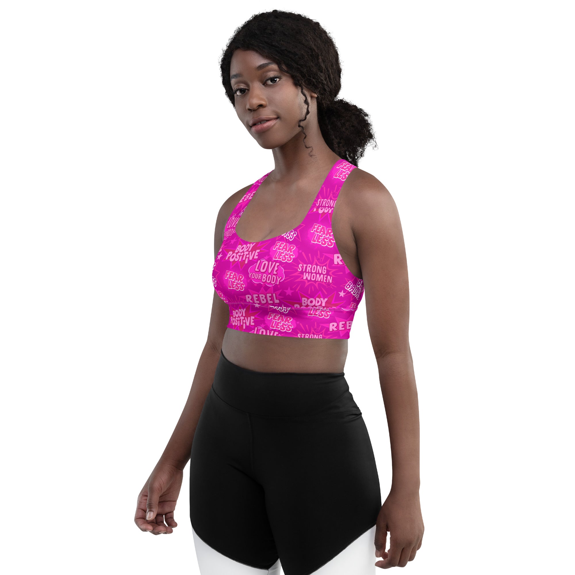 Empower Longline Sports Bra in Hot Pink